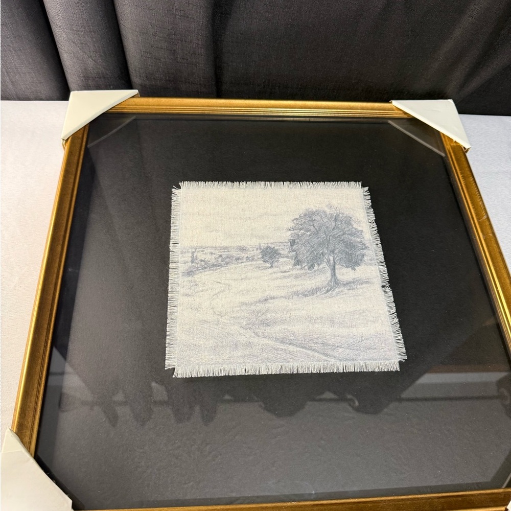 Hearth & Hand Square Fringed Landscape Art -Black Mat & Gold Frame 18x18 NWT - Picture 5 of 9